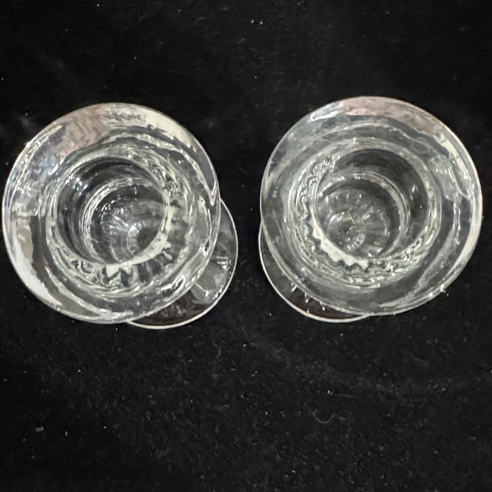 MCM Candlestick Holders Vintage Cut Crystal Glass Clear Pair Set Decor - Picture 2 of 4
